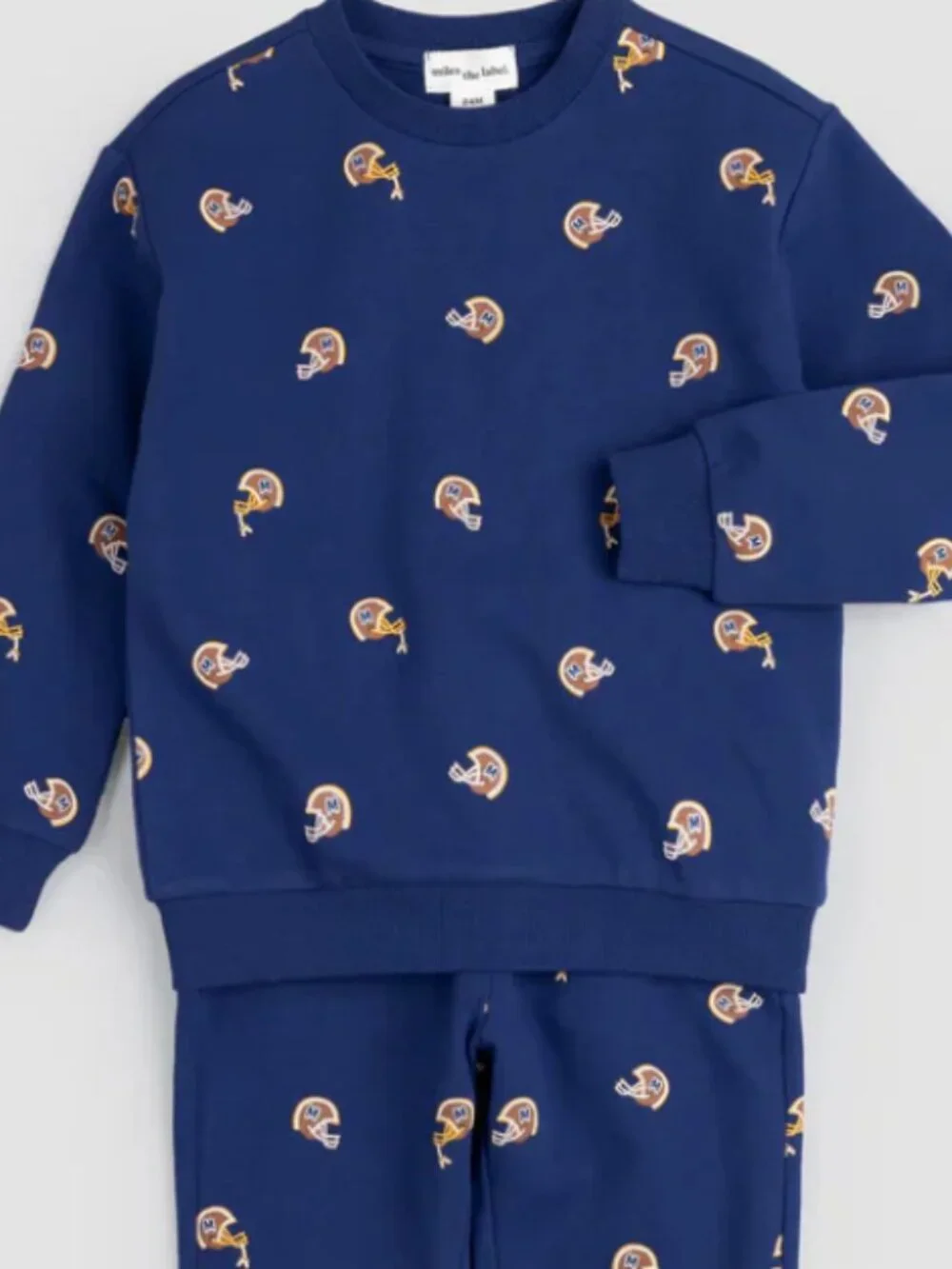 NWT MILES THE LABEL BOYS FOOTBALL HELMET PRINT ORGANIC COTTON JOGGER SET